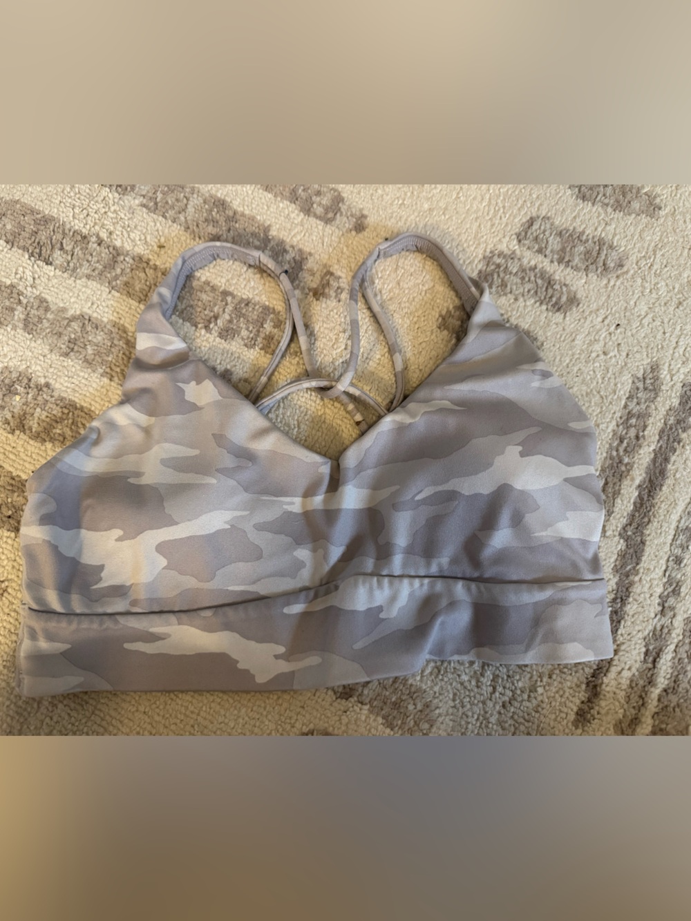 Athleta Grey Camo Strappy Sports Bralette
